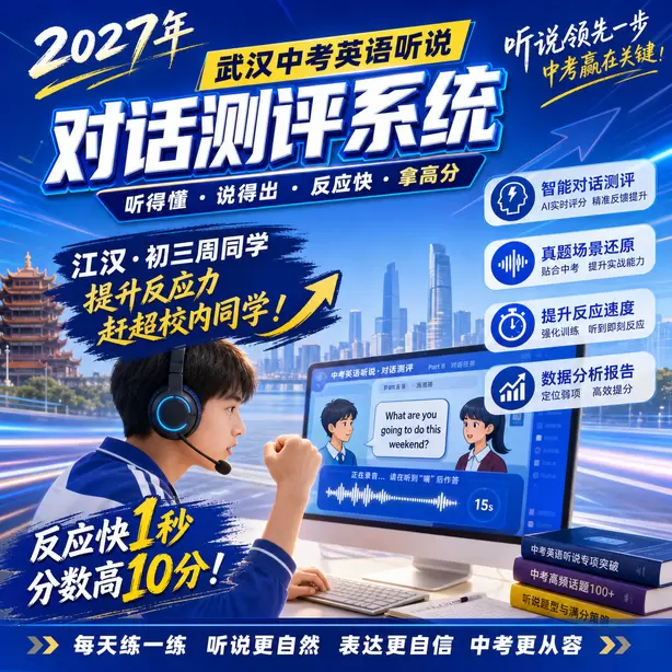武汉中考听说机考考生真实录音案例江汉&middot;初三周同学（提升反应力，赶超校内同学）